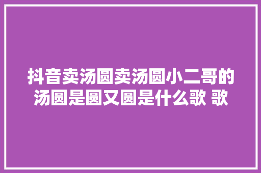 抖音卖汤圆卖汤圆小二哥的汤圆是圆又圆是什么歌 歌词完整版
