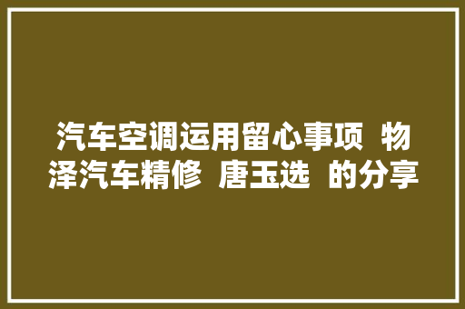 汽车空调运用留心事项  物泽汽车精修  唐玉选  的分享