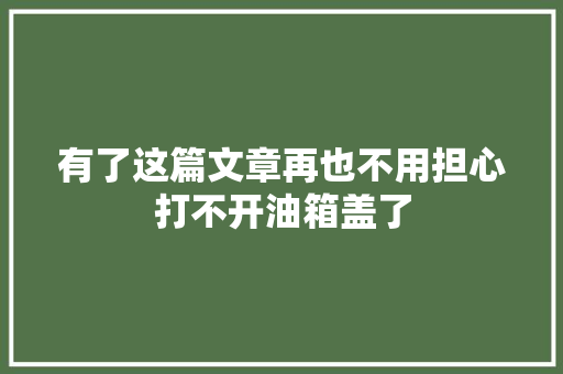 有了这篇文章再也不用担心打不开油箱盖了 汽车知识