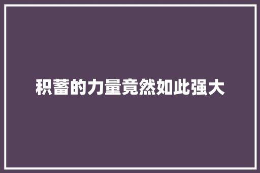 积蓄的力量竟然如此强大
