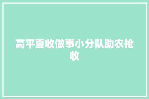高平夏收做事小分队助农抢收