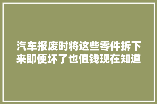 汽车报废时将这些零件拆下来即便坏了也值钱现在知道还不迟