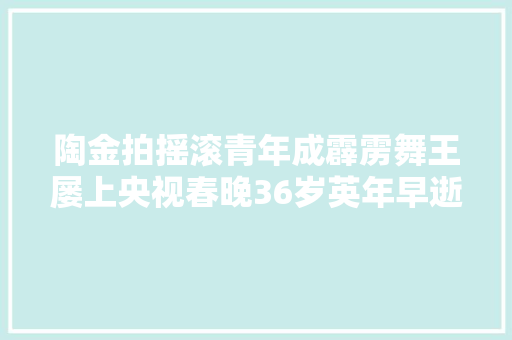 陶金拍摇滚青年成霹雳舞王屡上央视春晚36岁英年早逝