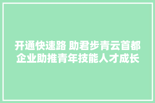 开通快速路 助君步青云首都企业助推青年技能人才成长记事