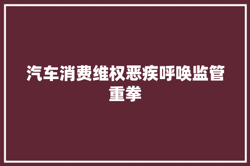 汽车消费维权恶疾呼唤监管重拳