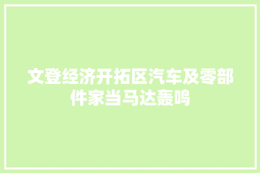 文登经济开拓区汽车及零部件家当马达轰鸣
