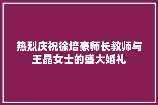 热烈庆祝徐培豪师长教师与王晶女士的盛大婚礼