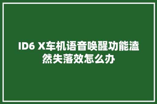 ID6 X车机语音唤醒功能溘然失落效怎么办