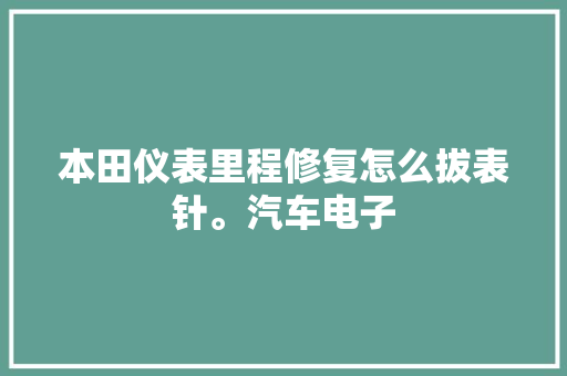 本田仪表里程修复怎么拔表针。汽车电子