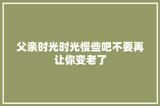 父亲时光时光慢些吧不要再让你变老了