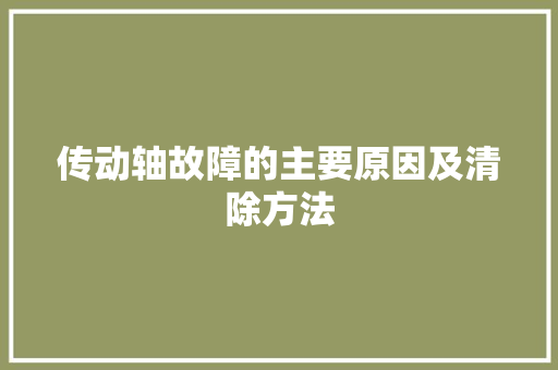 传动轴故障的主要原因及清除方法