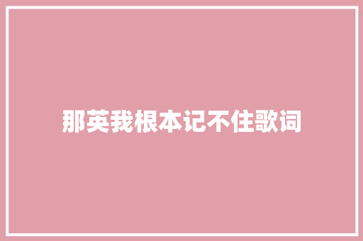 那英我根本记不住歌词