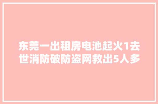 东莞一出租房电池起火1去世消防破防盗网救出5人多方回应
