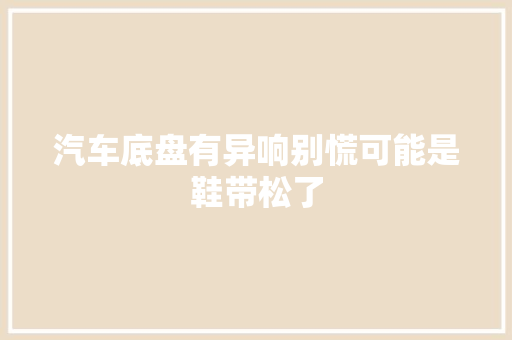 汽车底盘有异响别慌可能是鞋带松了