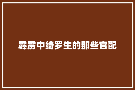 霹雳中绮罗生的那些官配
