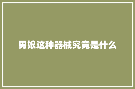 男娘这种器械究竟是什么