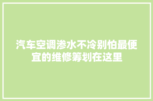 汽车空调渗水不冷别怕最便宜的维修筹划在这里