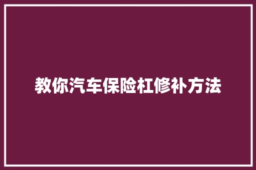 教你汽车保险杠修补方法