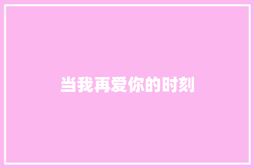 当我再爱你的时刻 休闲娱乐