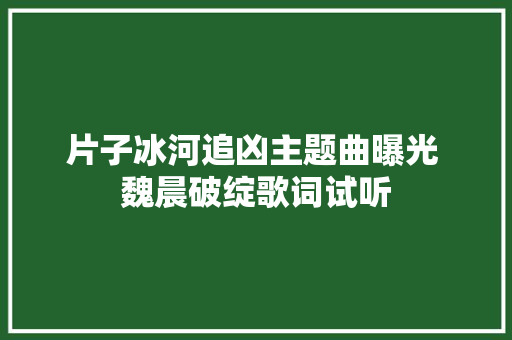 片子冰河追凶主题曲曝光 魏晨破绽歌词试听