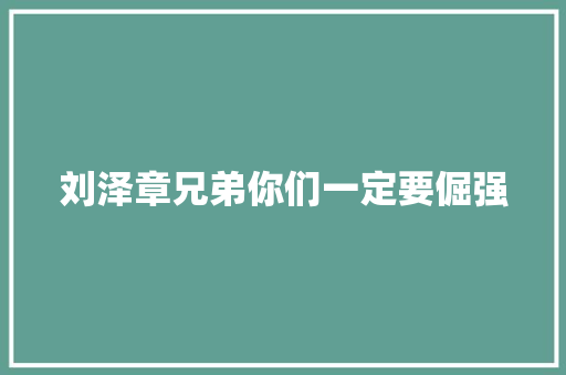 刘泽章兄弟你们一定要倔强