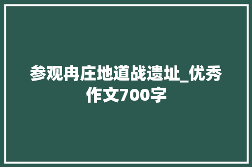 参观冉庄地道战遗址_优秀作文700字