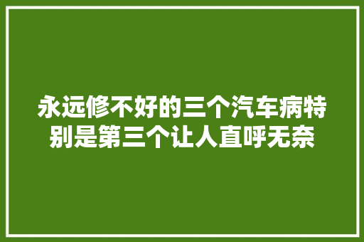 永远修不好的三个汽车病特别是第三个让人直呼无奈
