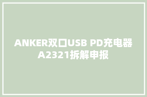 ANKER双口USB PD充电器A2321拆解申报