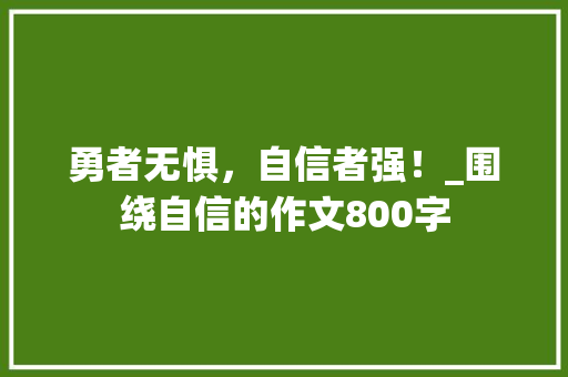 勇者无惧，自信者强！_围绕自信的作文800字