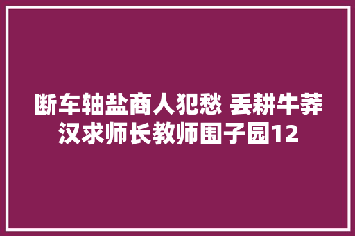 断车轴盐商人犯愁 丢耕牛莽汉求师长教师围子园12