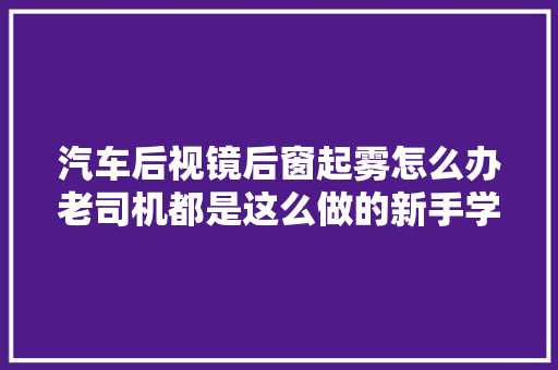 汽车后视镜后窗起雾怎么办老司机都是这么做的新手学会不吃亏