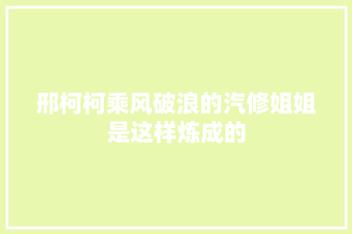 邢柯柯乘风破浪的汽修姐姐是这样炼成的