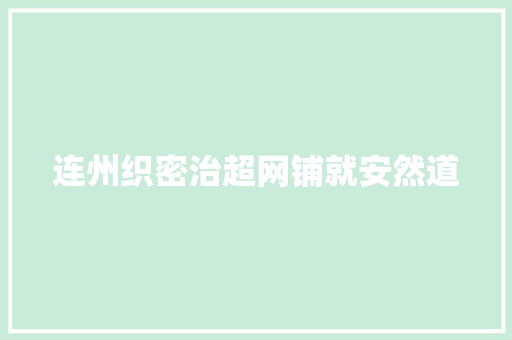 连州织密治超网铺就安然道