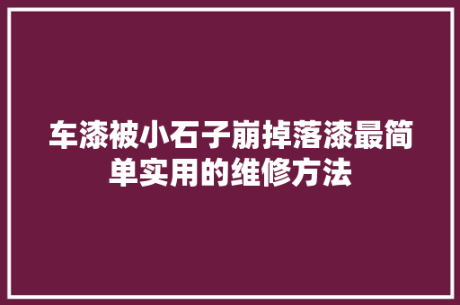 车漆被小石子崩掉落漆最简单实用的维修方法