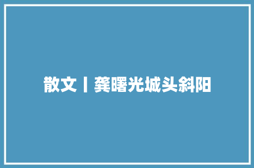 散文丨龚曙光城头斜阳