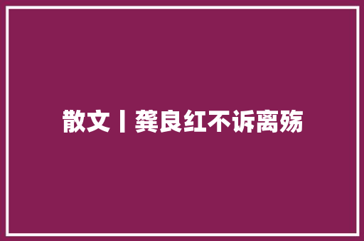 散文丨龚良红不诉离殇