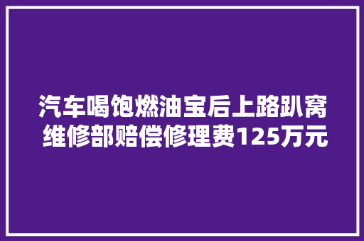 汽车喝饱燃油宝后上路趴窝 维修部赔偿修理费125万元