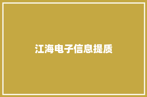 江海电子信息提质