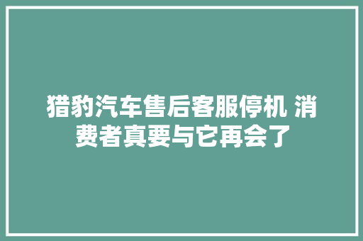 猎豹汽车售后客服停机 消费者真要与它再会了