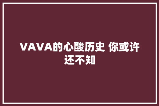 VAVA的心酸历史 你或许还不知