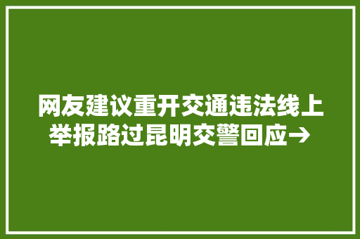 网友建议重开交通违法线上举报路过昆明交警回应→