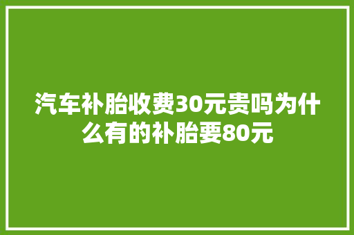 汽车补胎收费30元贵吗为什么有的补胎要80元