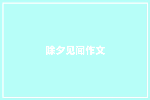 除夕见闻作文