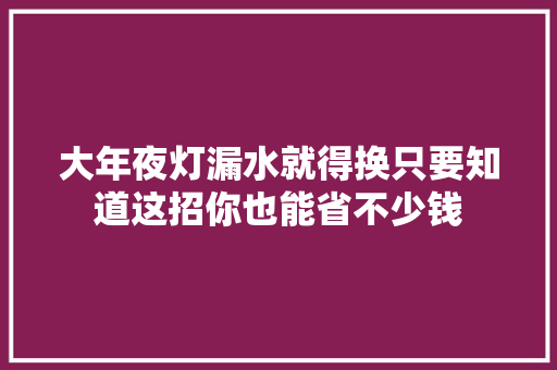 大年夜灯漏水就得换只要知道这招你也能省不少钱 汽车知识