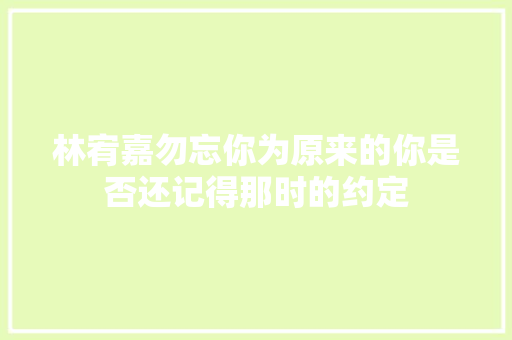 林宥嘉勿忘你为原来的你是否还记得那时的约定