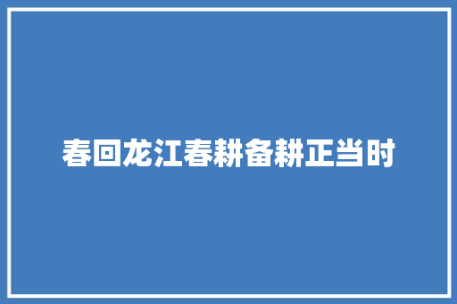 春回龙江春耕备耕正当时