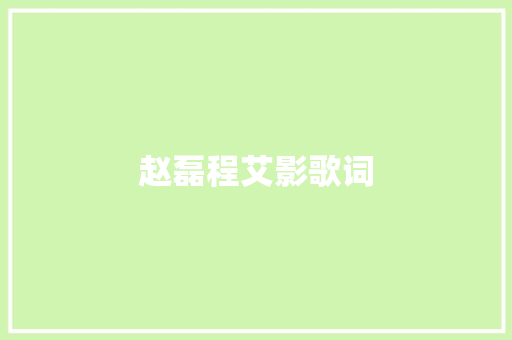 赵磊程艾影歌词