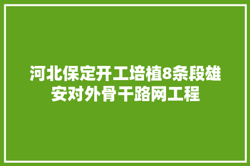 河北保定开工培植8条段雄安对外骨干路网工程