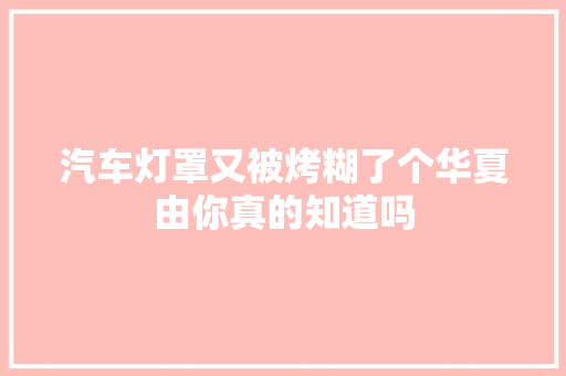 汽车灯罩又被烤糊了个华夏由你真的知道吗