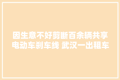 因生意不好剪断百余辆共享电动车刹车线 武汉一出租车司机被刑拘